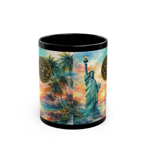 USA 250th Anniversary Coffee Mug ~ Tropical Statue of Liberty, 2 Sizes - Tropics Lifestyle Coffee