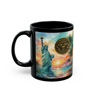 USA 250th Anniversary Coffee Mug ~ Tropical Statue of Liberty, 2 Sizes - Tropics Lifestyle Coffee