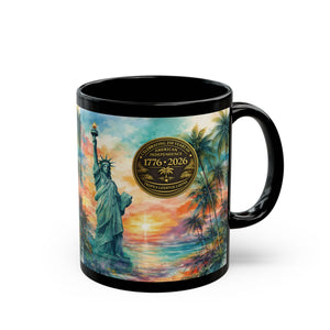 USA 250th Anniversary Coffee Mug ~ Tropical Statue of Liberty, 2 Sizes - Tropics Lifestyle Coffee