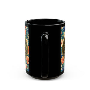 USA 250th Birthday Black Coffee Mug - Americana Hibiscus - Tropics Lifestyle Coffee