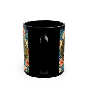 USA 250th Birthday Black Coffee Mug - Americana Hibiscus - Tropics Lifestyle Coffee