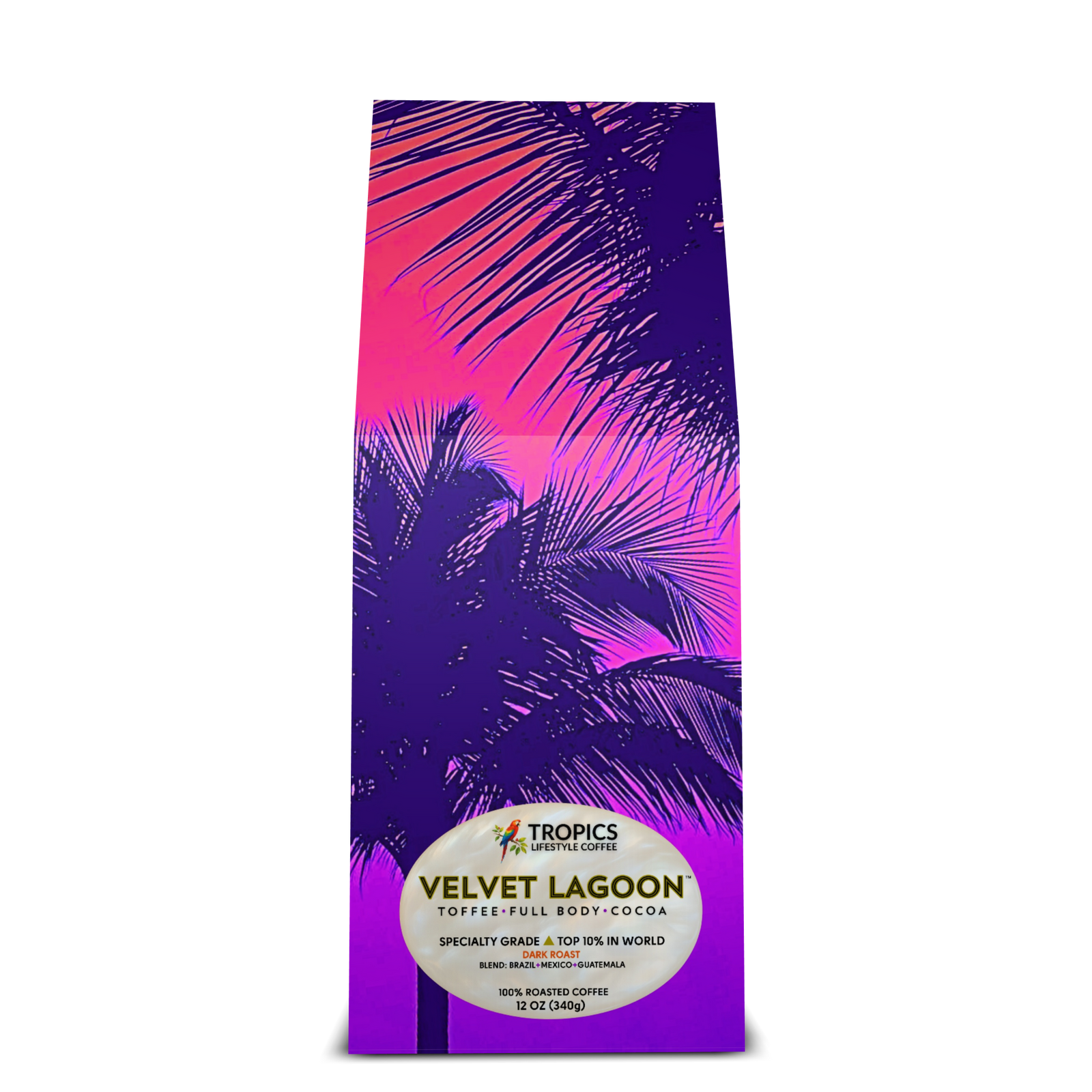 Velvet Lagoon Art Box Coffee 12 Oz: Palm Glow Pop - Tropics Lifestyle Coffee