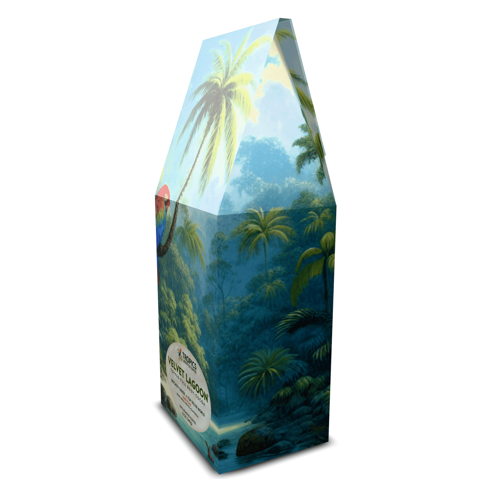 Velvet Lagoon Art Box Coffee 12 Oz: Sleeping Beauty Parrot - Tropics Lifestyle Coffee