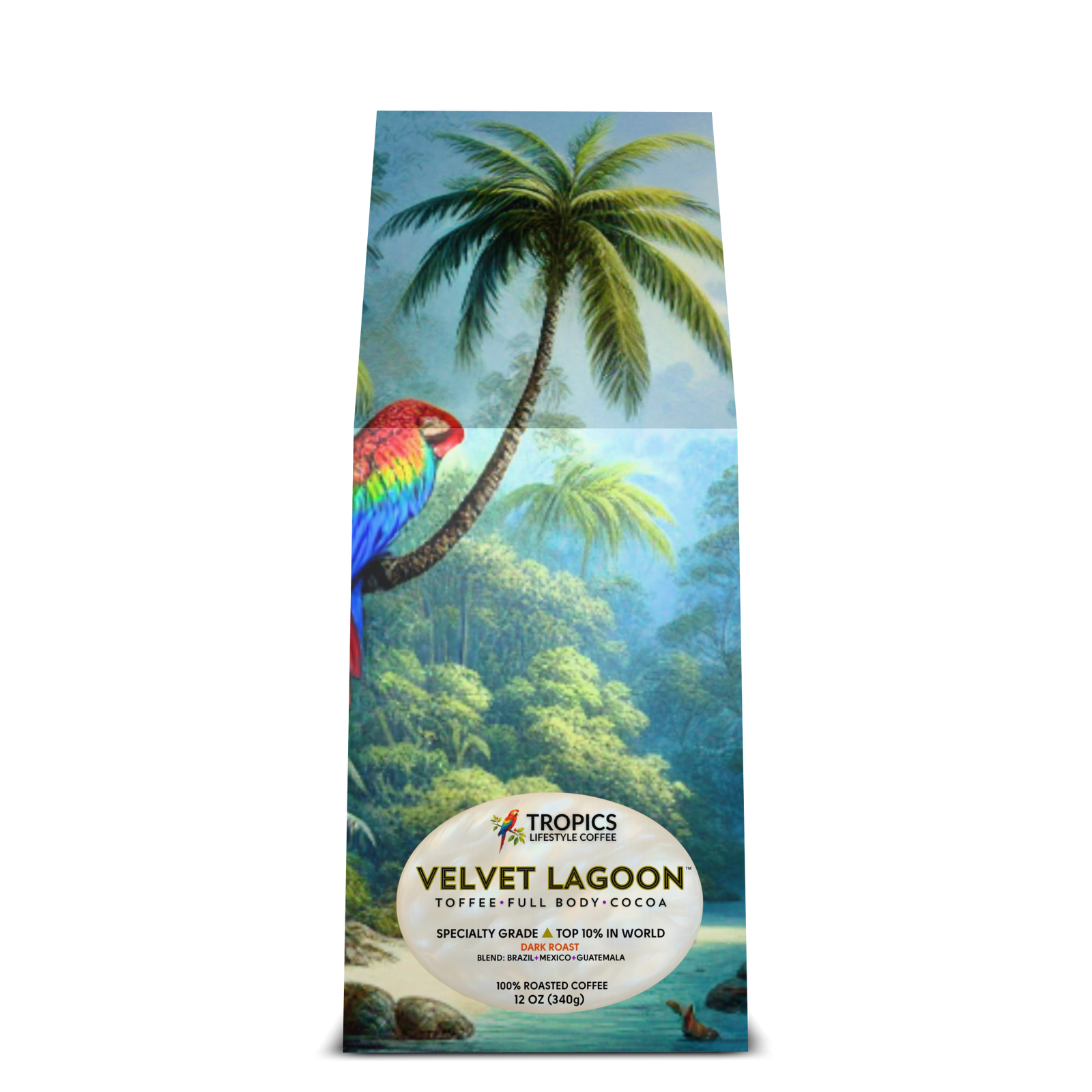 Velvet Lagoon Art Box Coffee 12 Oz: Sleeping Beauty Parrot - Tropics Lifestyle Coffee