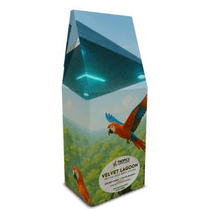 Velvet Lagoon Art Box Coffee 12 Oz: UFO & Macaws - Tropics Lifestyle Coffee