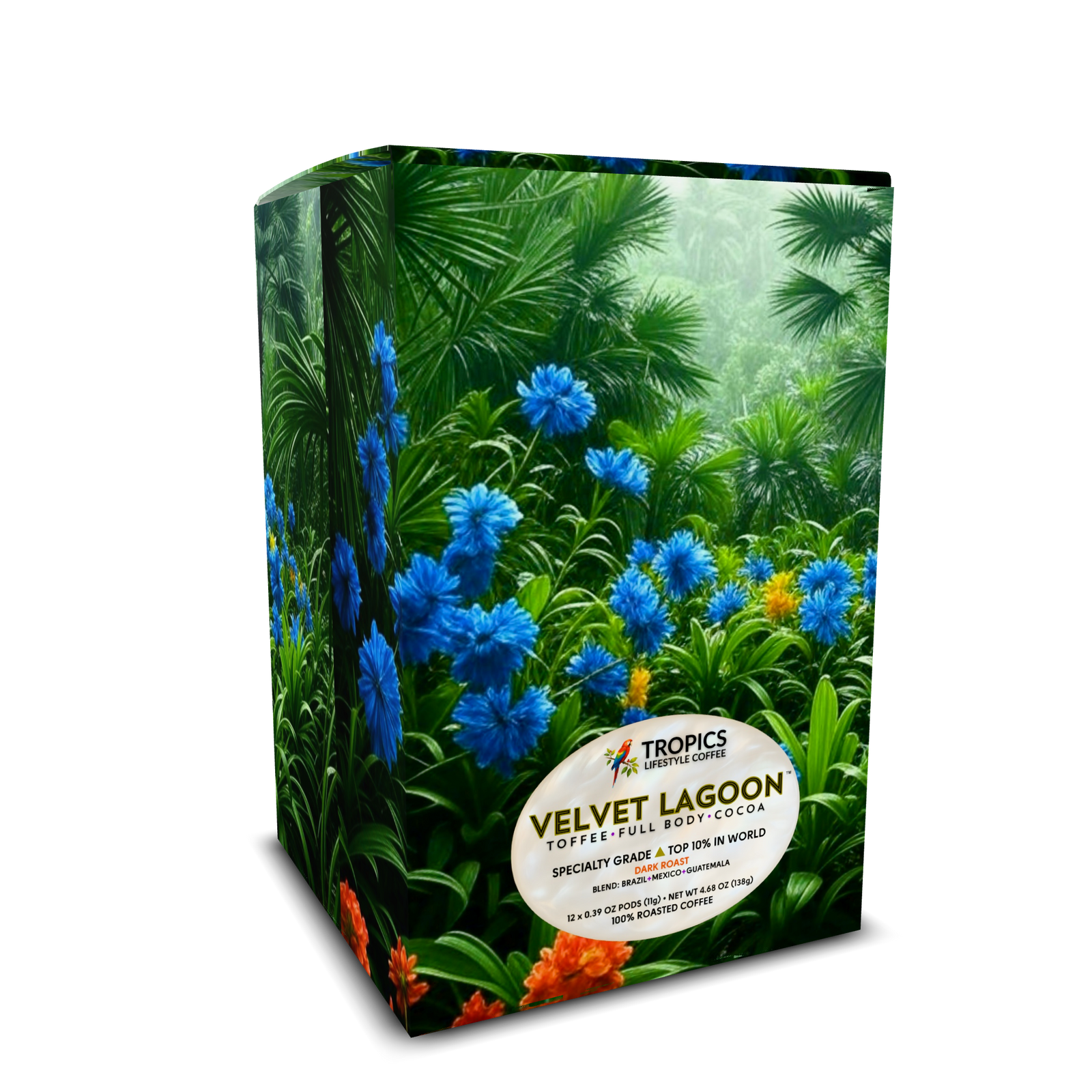 Velvet Lagoon Art Box Coffee Pods/12 Pack: After the Rainforest Rain - Tropics Lifestyle Coffee