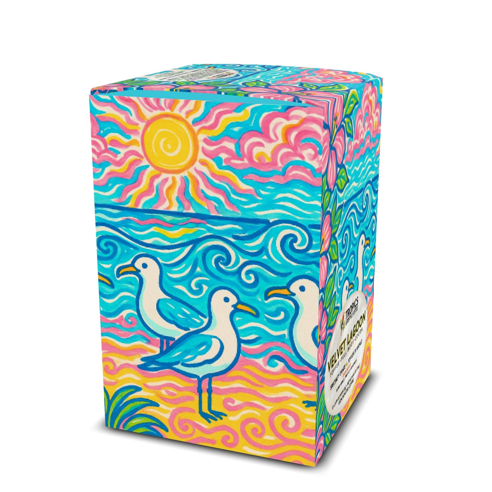 Velvet Lagoon Art Box Coffee Pods/12 Pack: Beach Seagulls - Tropics Lifestyle Coffee