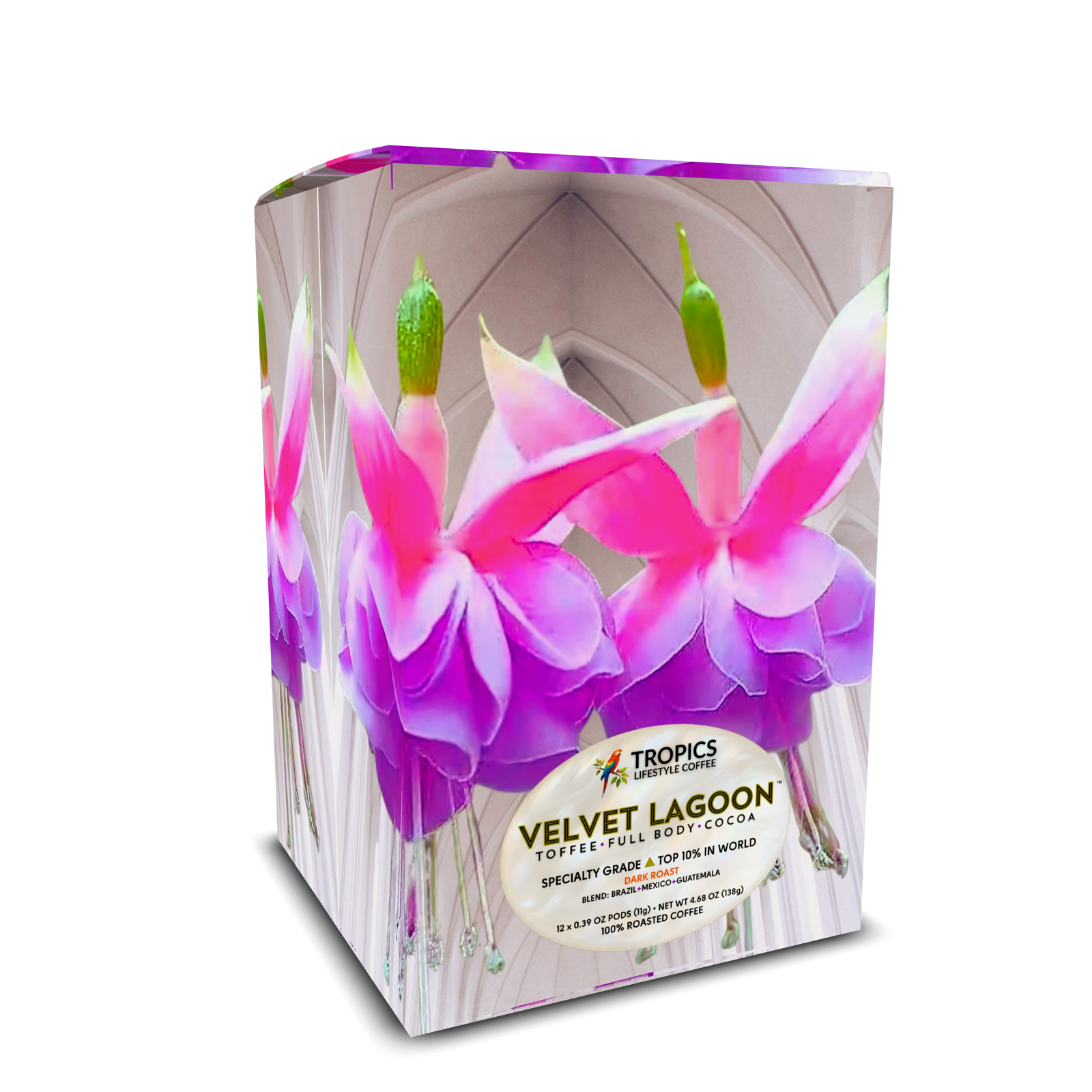 Velvet Lagoon Art Box Coffee Pods/12 Pack: Gothic Fuschias - Tropics Lifestyle Coffee