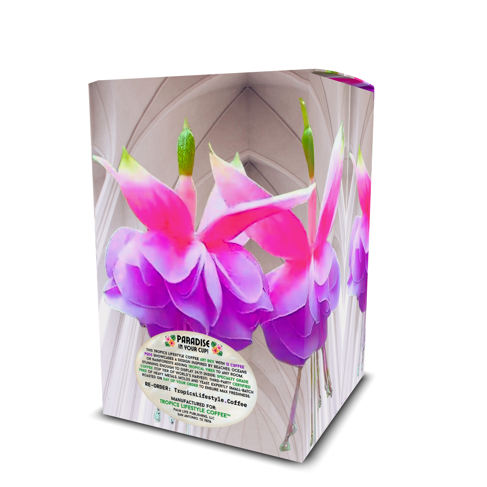 Velvet Lagoon Art Box Coffee Pods/12 Pack: Gothic Fuschias - Tropics Lifestyle Coffee