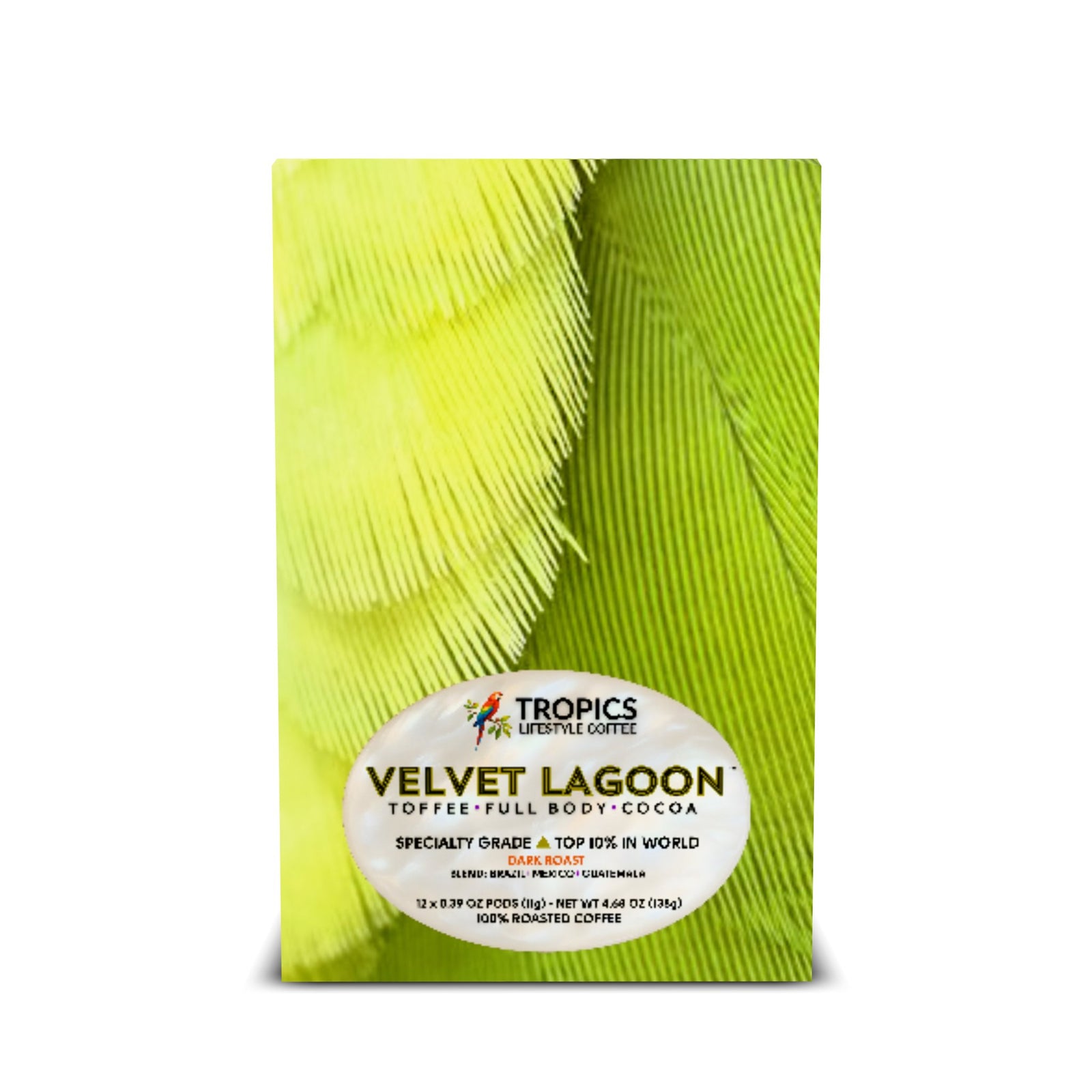Velvet Lagoon Art Box Coffee Pods/12 Pack: Lime Parrot Feathers - Tropics Lifestyle Coffee