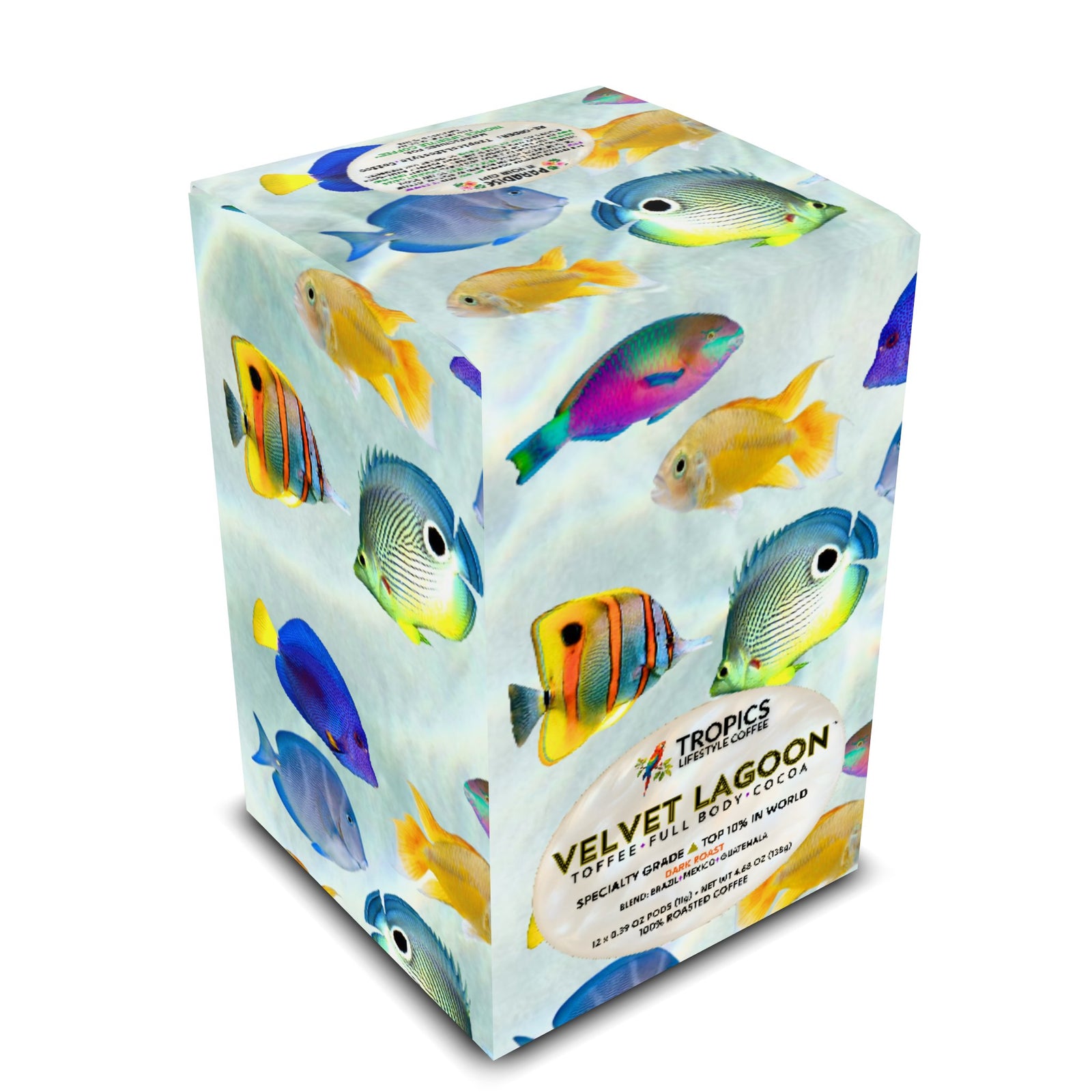 Velvet Lagoon Art Box Coffee Pods/12 Pack: School of Fish - Tropics Lifestyle Coffee