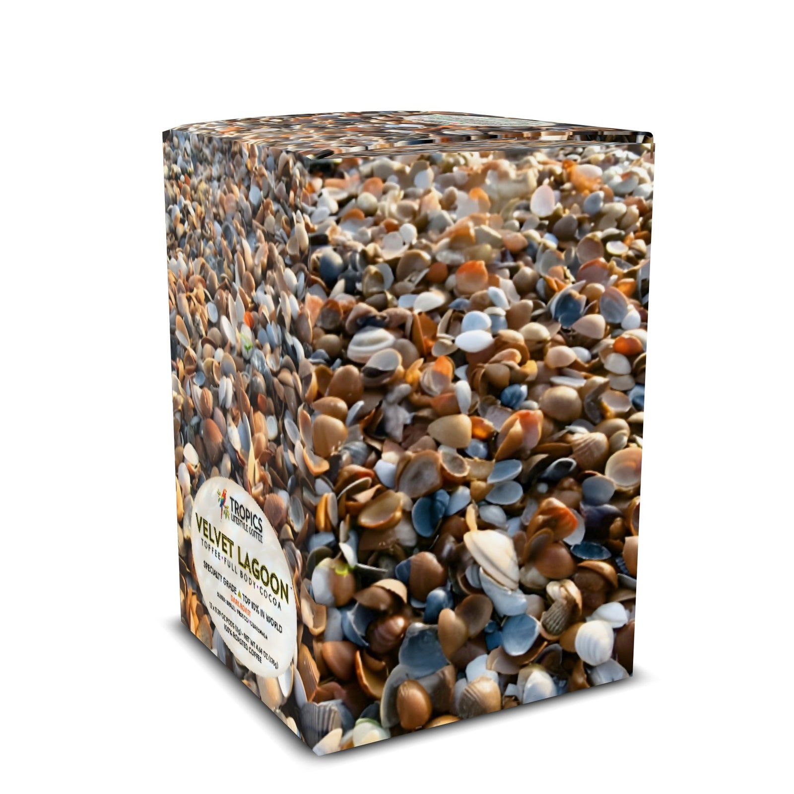 Velvet Lagoon Art Box Coffee Pods/12 Pack: Seashell Beach - Tropics Lifestyle Coffee