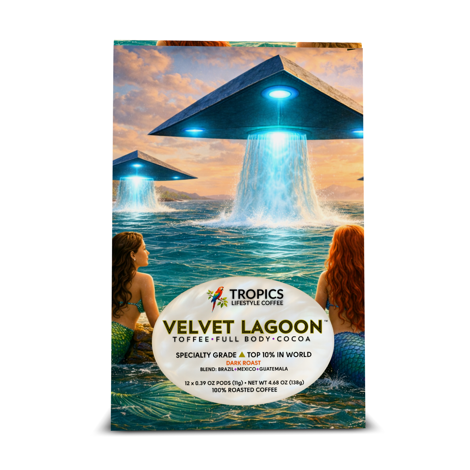 Velvet Lagoon Art Box Coffee Pods/12 Pack: UFOs & Mermaids - Tropics Lifestyle Coffee