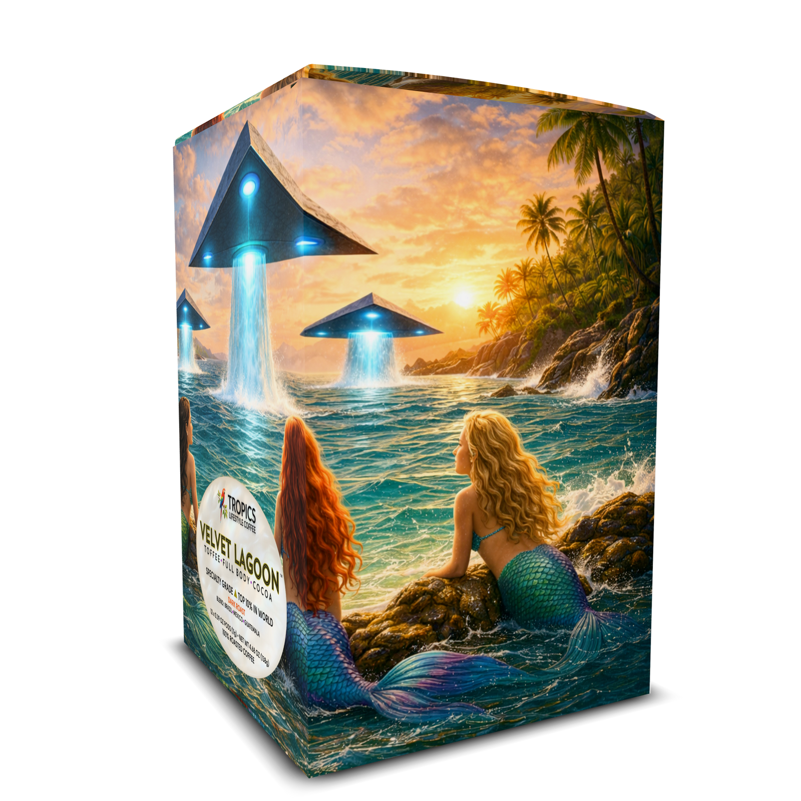 Velvet Lagoon Art Box Coffee Pods/12 Pack: UFOs & Mermaids - Tropics Lifestyle Coffee