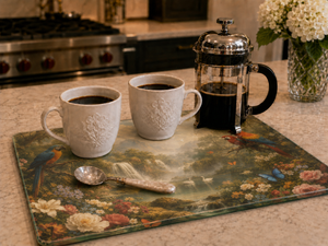 Glass Coffee Station Tray, 2 Sizes – Vintage Garden Waterfall